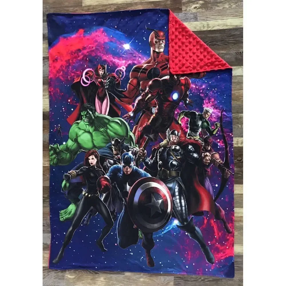 Marvels Avengers Minky Blanket with Red‎ Interior